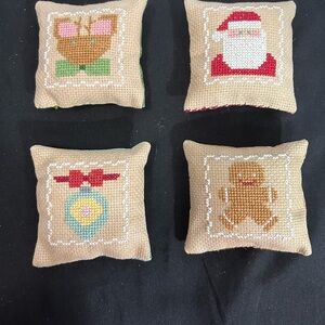 Festive Cross-Stitch Accent Pillows Set